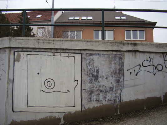 bez názvu (kubistická kompozice) - opěrná zeď (beton), Rybnická