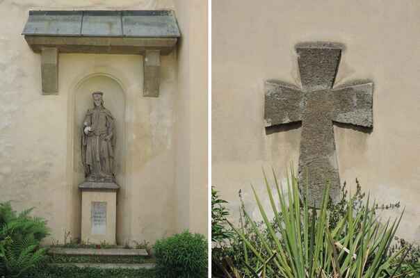 Hřbitov je dnes pietně upraven. Ve výklenku vedle vchodu do kostela je umístěna socha sv. Ludmily od sochaře J. Maxe. Na podstavci je nápis "Sv. Ludmilo, oroduj za nás." Kamenný kříž původně zdobil střechu kostela, ale při opravě v r. 1929 byl snesen a zazděn do hřbitovní zdi.